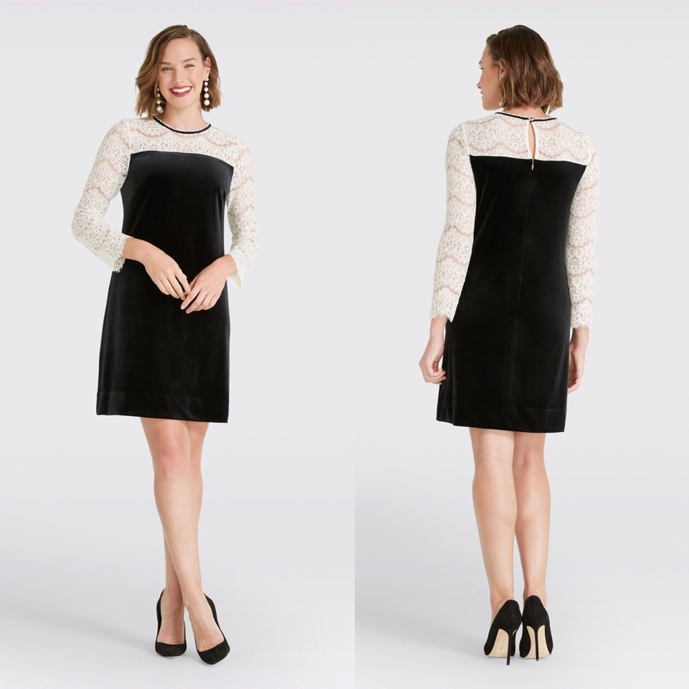 Black Velvet Lace Sleeve Dress